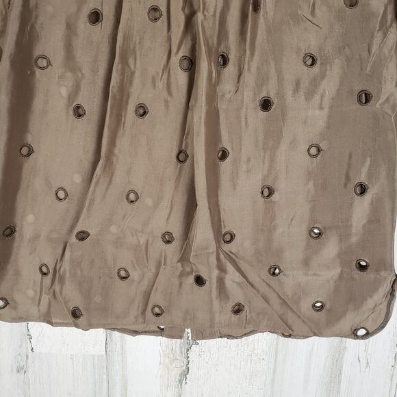 Sara Berman 70% Silk Brown Long Sleeve Cut-Out Shirt Women's Size Medium - Picture 11 of 12